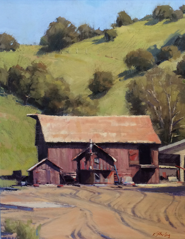 KATE STARLING - "Barns" - Oil on Board - 20" x 16"