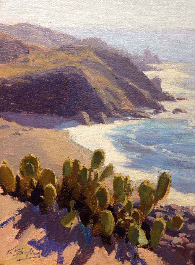 KATE STARLING - "Cactus Overlook" - oil on linen on board - 12" x 9"