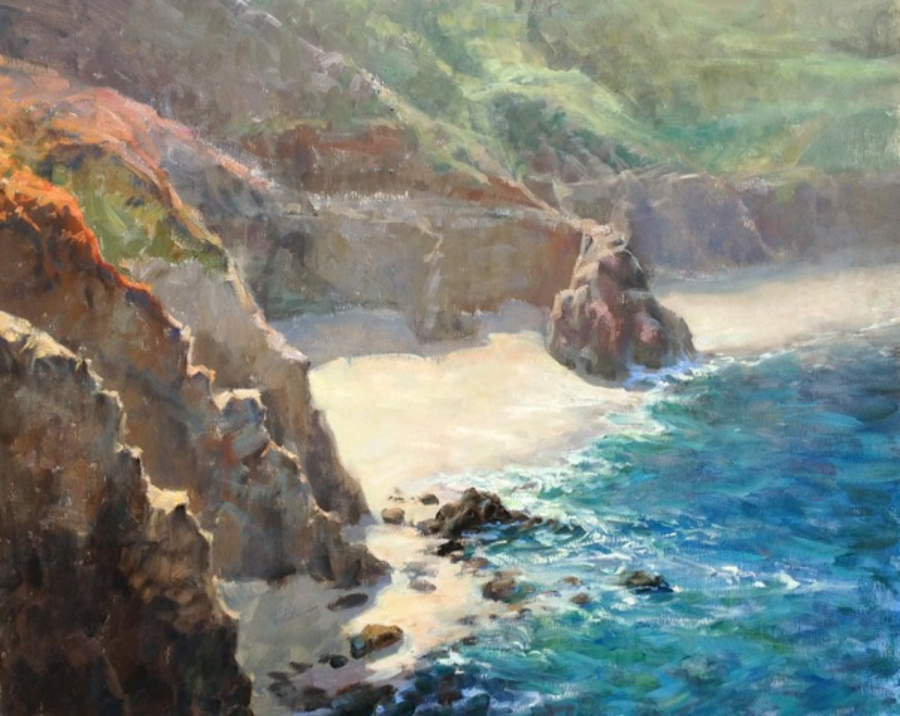 STACY BARTER - "On The Cliffs at Big Sur" - oil on linen - 24" x 30"