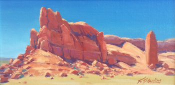 KATE STARLING - "Red Butte" - Oil on Board - 8" x 16"