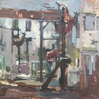 S.C. YUAN - "Cannery Row" - Oil - 36" x 36"