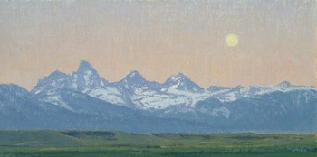 JENNIFER MOSES - "Moon over Teton Valley" - Oil - 7" x 14"