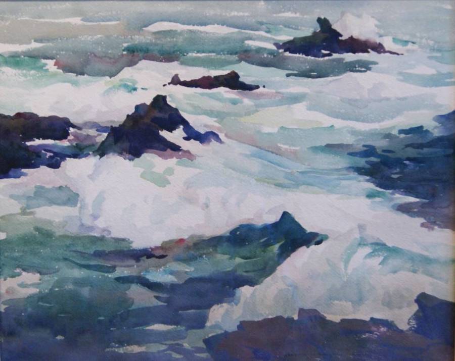ARMIN CARL HANSEN - RUGGED SEA - Watercolor - 15" x 19"