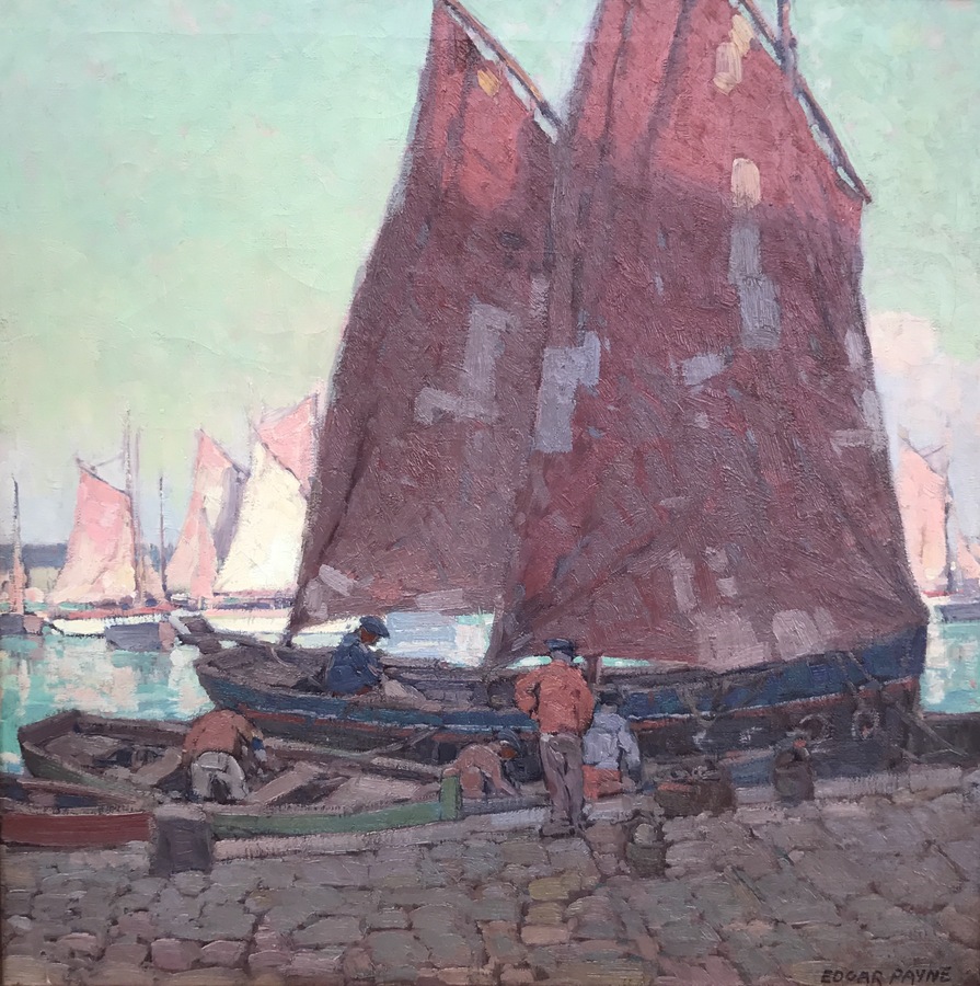 EDGAR ALWIN PAYNE - Sardine Boats, Douarnenez - Oil - 29" x 29"