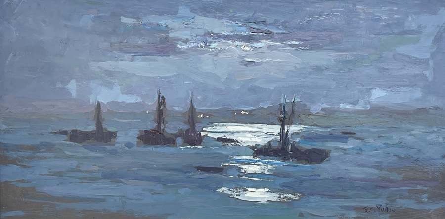 S.C. YUAN - "Night Trowlers" - Oil - 13" x 26"