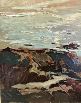 S.C. YUAN - "Seascape" - Oil on Board - 11 7/8" x 9 1/2"