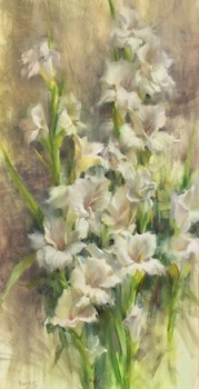 STACY BARTER - "Glorious Gladiolus" - Oil - 24" x 12"